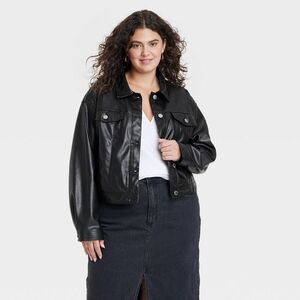 Women's Faux Leather Moto Jacket - Universal Thread Black 3X